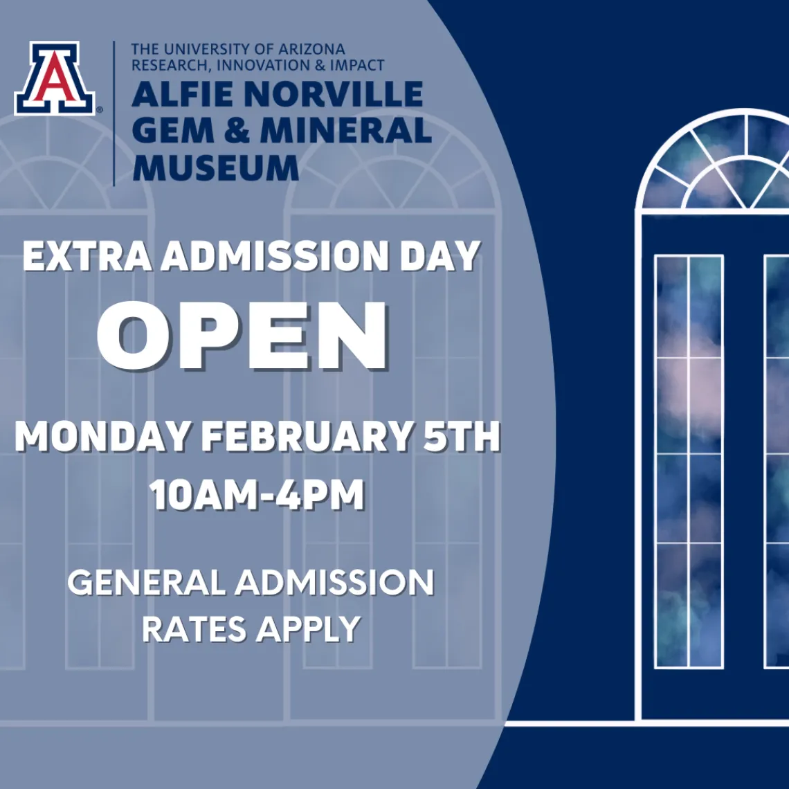 The museum will be open Monday February 5th from 10am-4pm